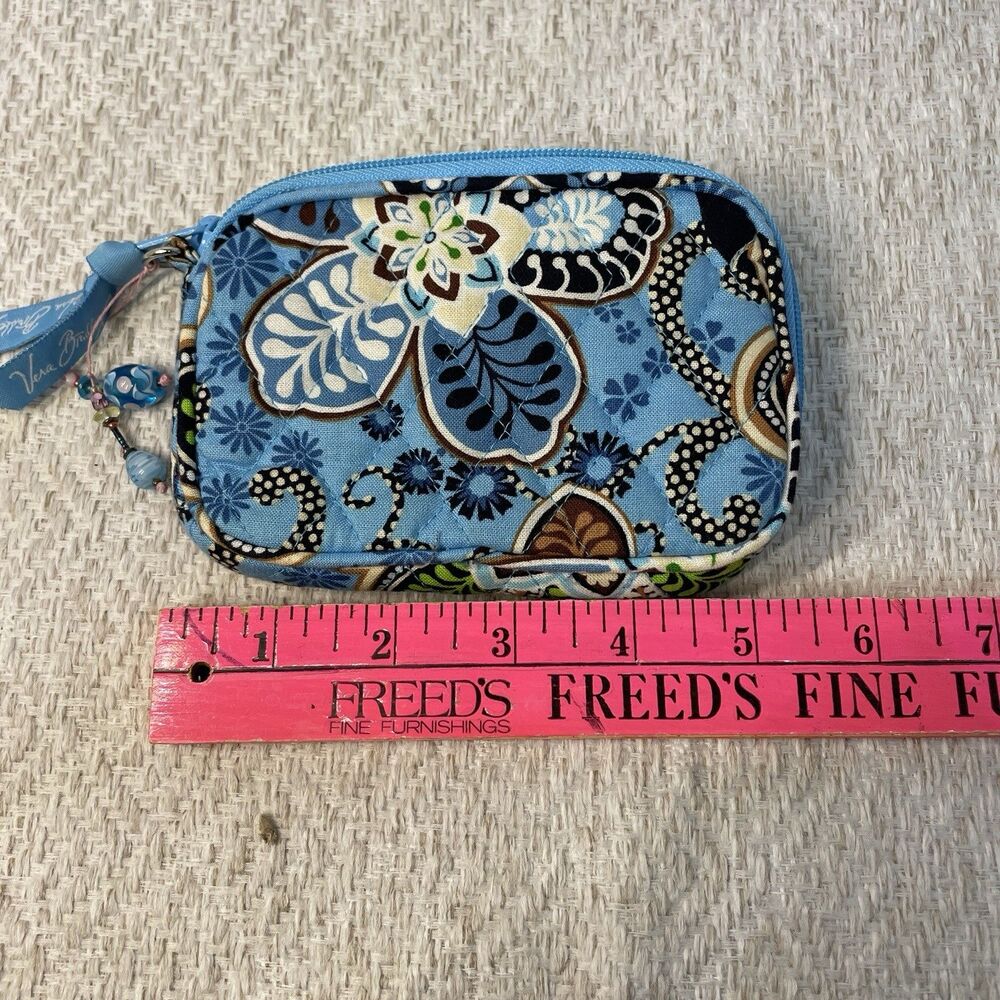Vera Bradley Bali Blue Floral Quilted Zip Coin Purse - Picture 6 of 7